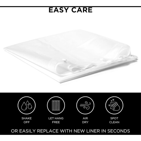 Hookless It'S a Snap! Plastic PEVA Snap In Replacement Shower Curtain Liner New - Picture 5 of 12